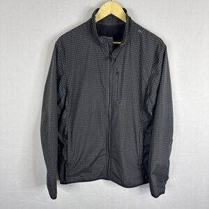 Lululemon Mens Running Jacket Black Check Windbreaker Size Medium Reflective